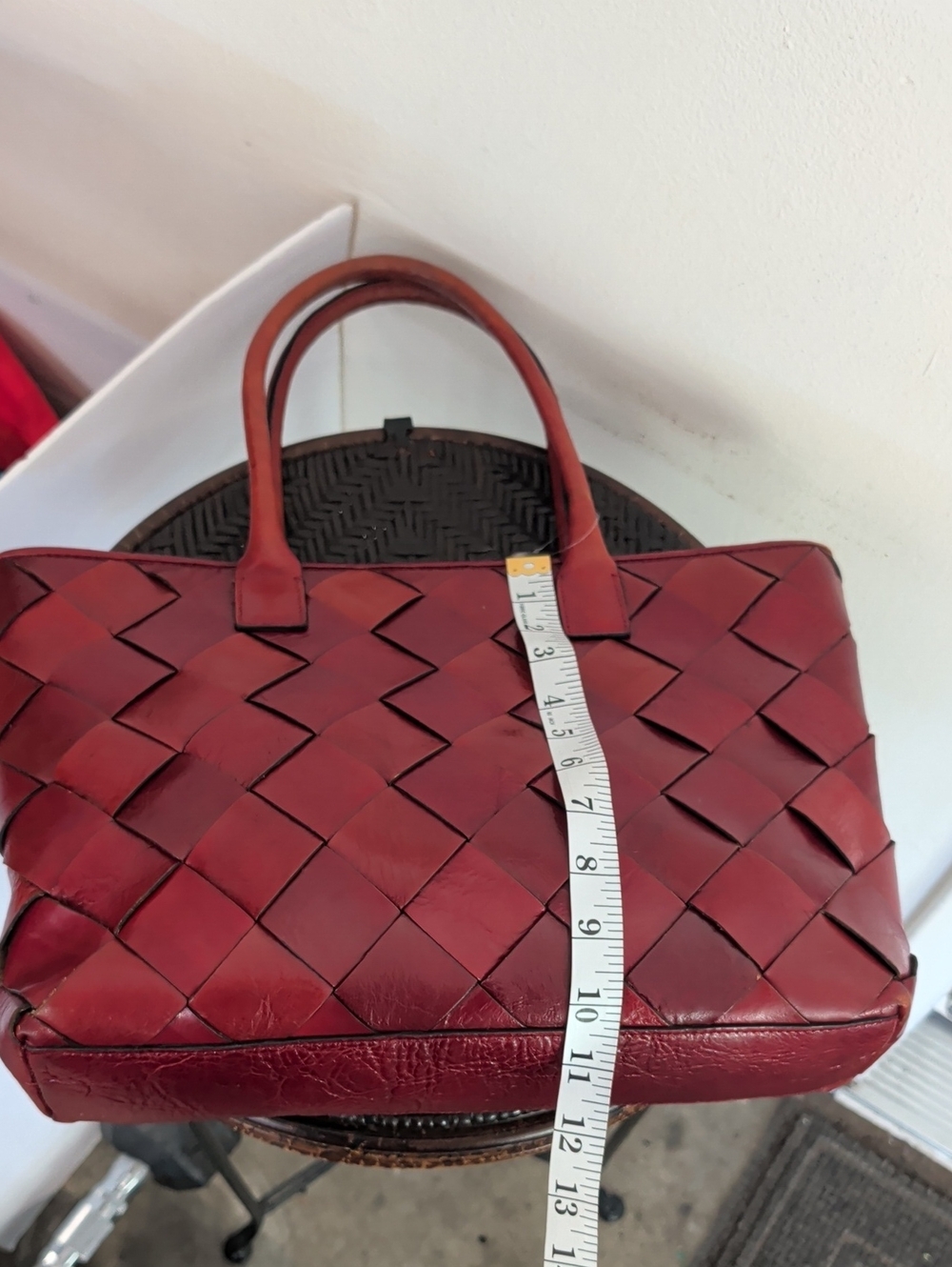 Vintage Wilsons Leather Woven Red Shoulder Bag - Picture 6 of 12